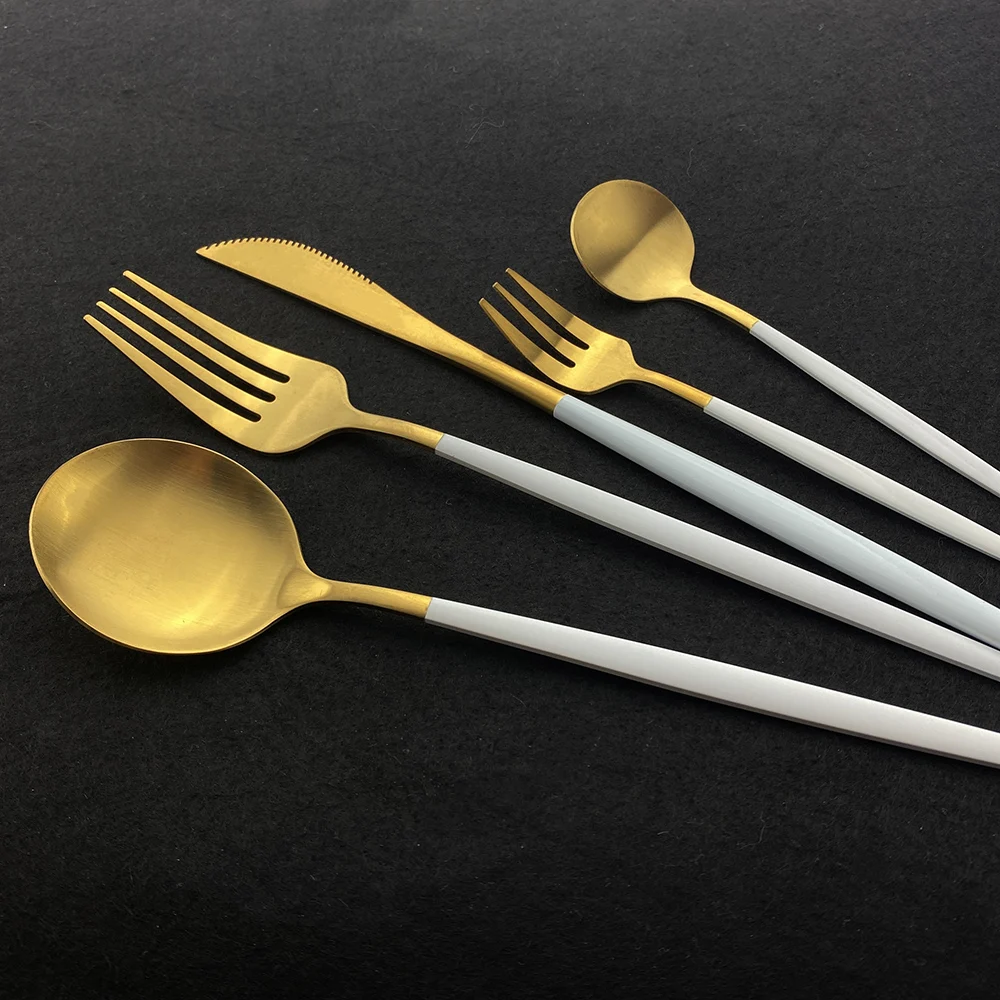 

Rose Gold Tableware Cutlery Set Matte Flatware Stainless Steel Dinnerware Set Kitchen Silverware Knife Spoon Cake Fork Wedding