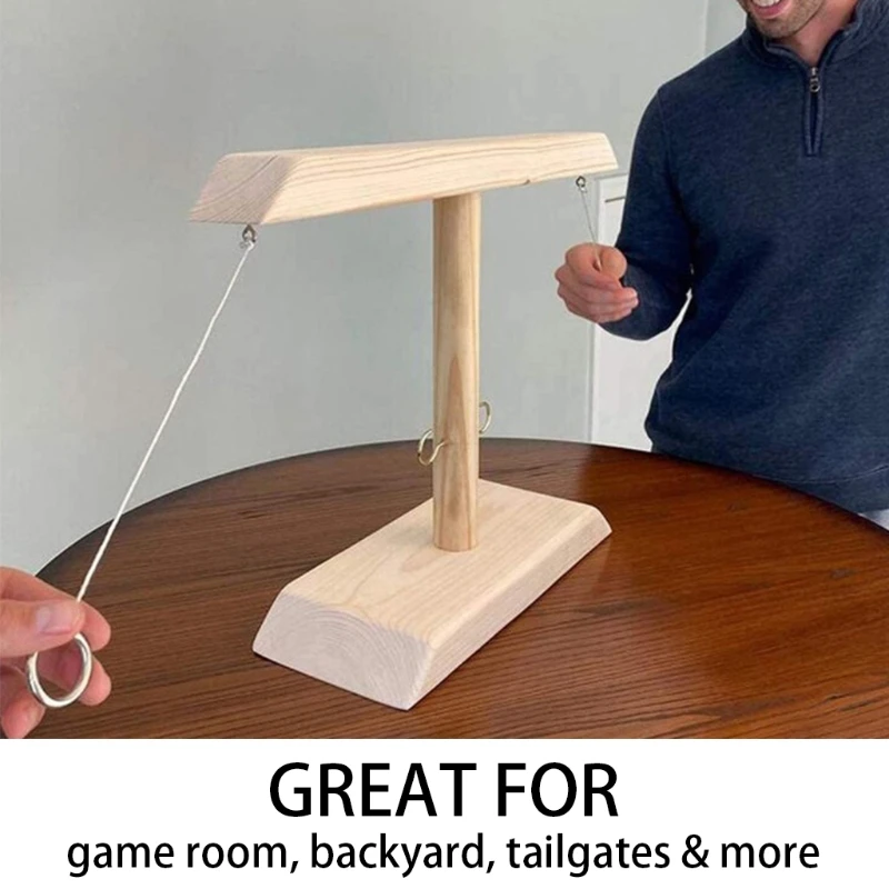 

Throwing Ring Game for Kids and Adults Handmade Wooden Ring Toss Hooks Set Toy Fast-paced Bars Interactive Battle Game for T4MF