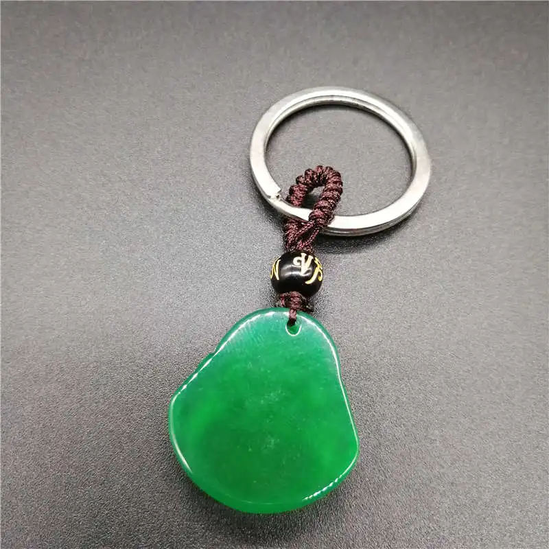 Green Color Ice AAA Chalcedony KeyChain Laughing Buddha Lucky Fine Carving | Украшения и аксессуары