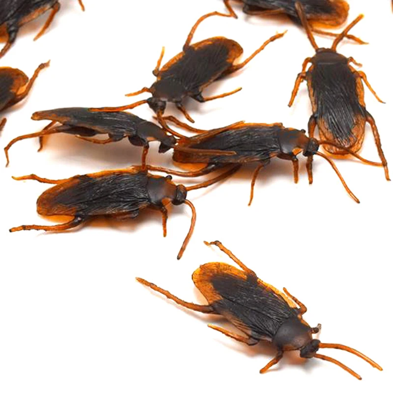 

10pcs/lot Special Lifelike Model Simulation Fake Rubber Cock Cockroach Roach Bug Roaches Toy Prank Funny Trick Joke Toys