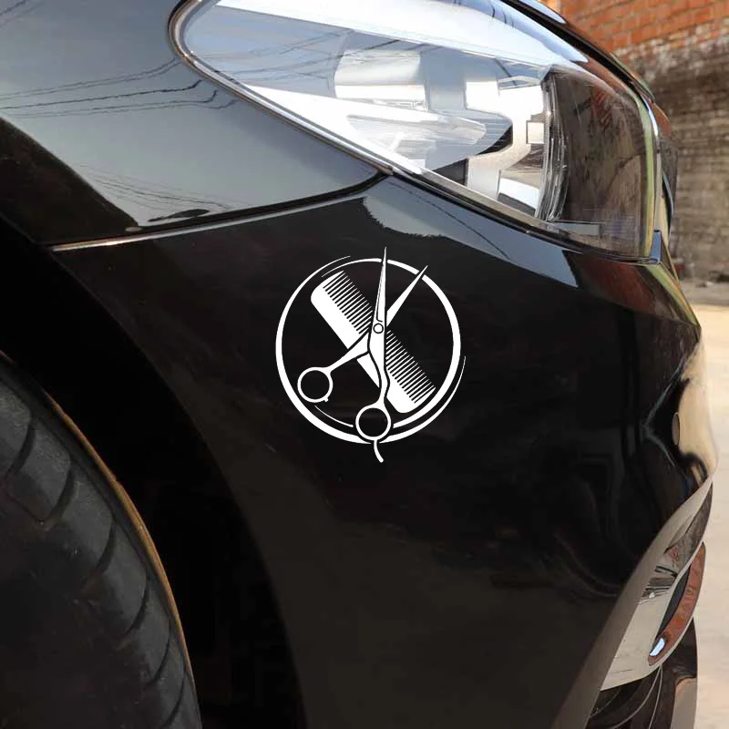 

15cmx13cm Interesting hairdressing tools Vinyl Car stickers Decals Motorcycle Accessories Car-Window Decorative Goods PVC