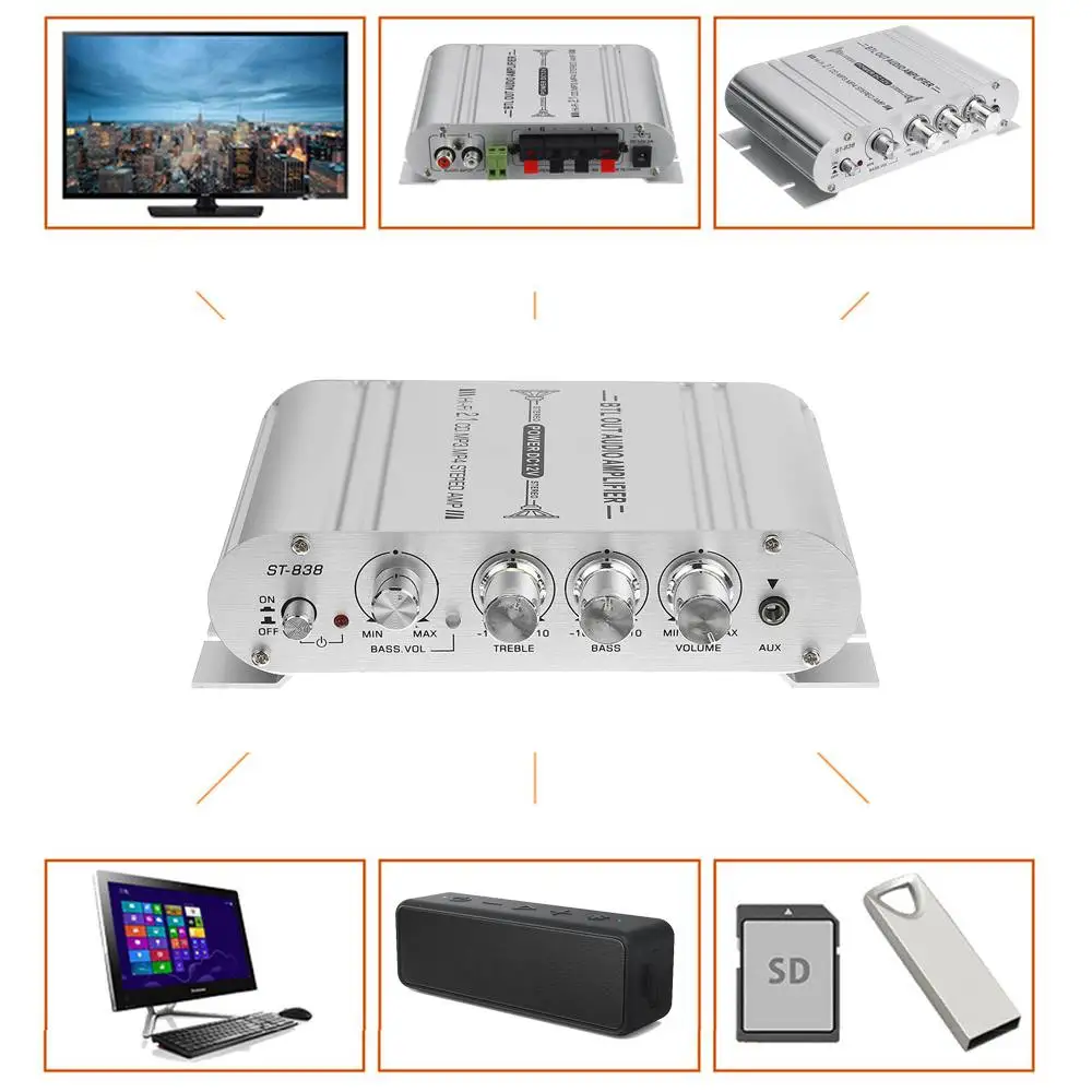 3-канальный усилитель мощности 12 В 3 А 400 Вт Hi-Fi стереодинамики звука домашнего