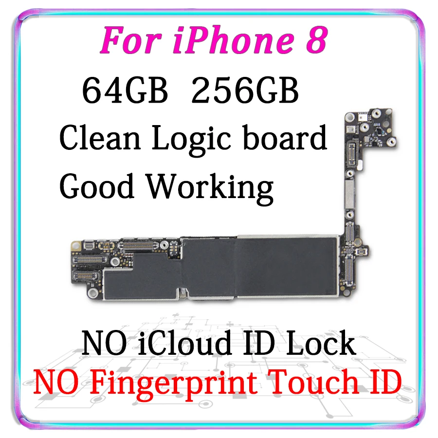 original For IPhone 8 motherboard With/Without Touch ID,64GB / 256GB unlocked For iphone 8 logic board work perfectly