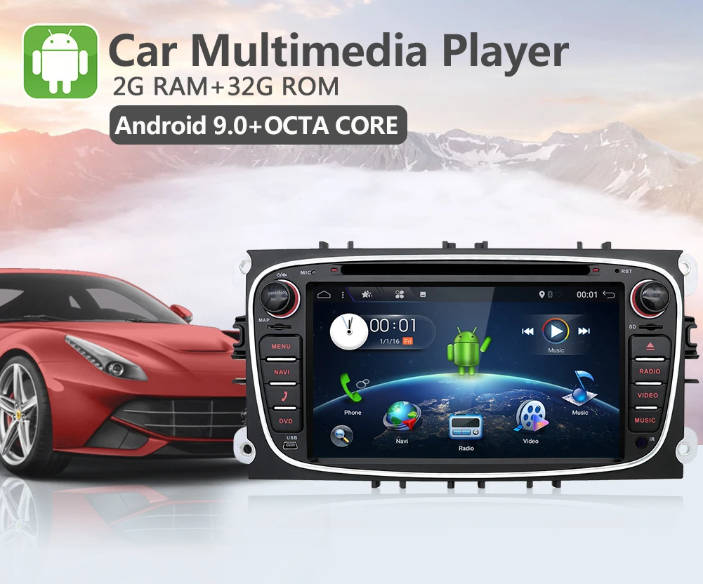 2 din Android 9,0 автомобильный DVD мультимедийный плеер gps Navi для Ford для Focus2 Mondeo Galaxy Wifi Аудио Радио Стерео головное устройство Canbus