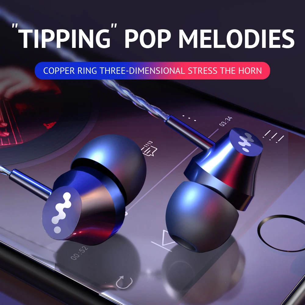 Новые наушники вкладыши для телефона проводные с усиленными басами микрофоном и