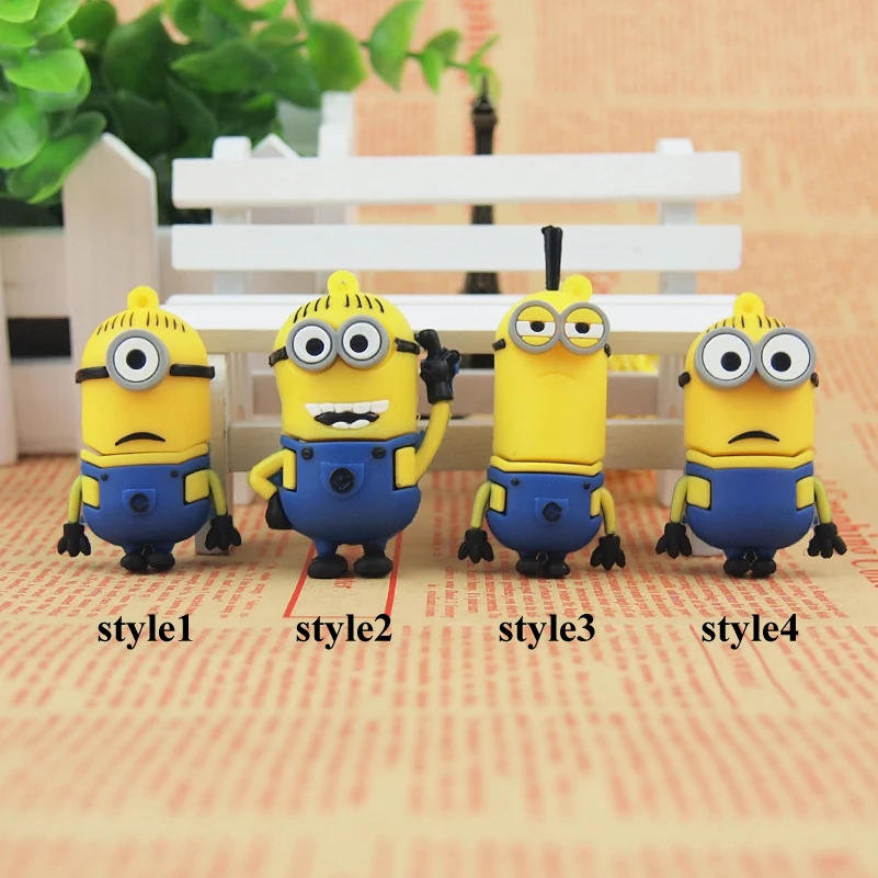Популярный мультяшный флеш-накопитель USB с желтыми миньонами карта памяти 32 ГБ 64