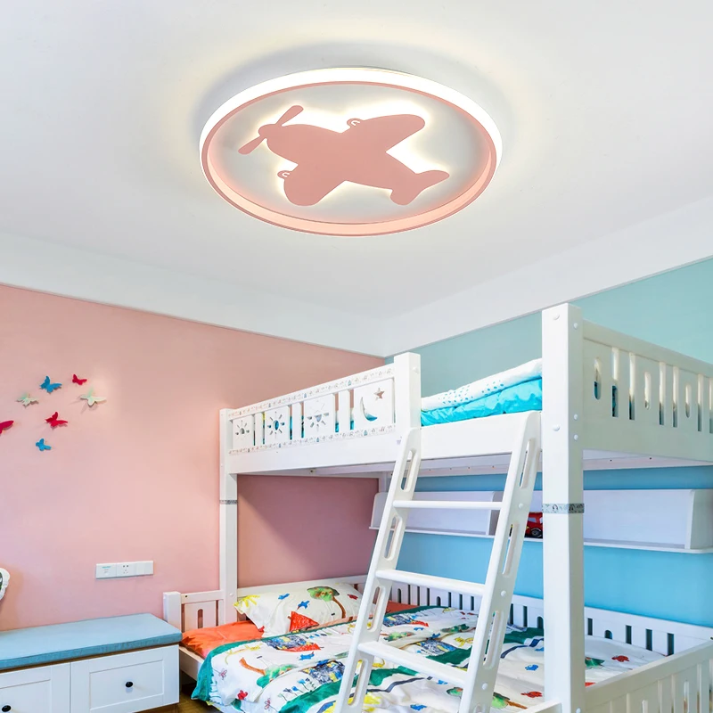 

Children's room lamp creative LED ceiling light round bedroom lights Blue aircraft kindergarten classroom pink unicorn girl lamp