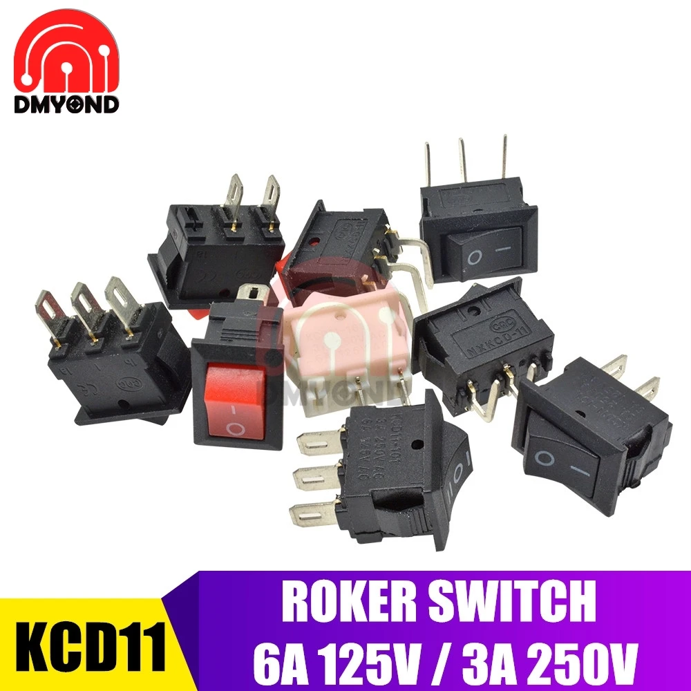 

10 шт. клавишный переключатель лодки 10x15 мм 2Pin 3Pin 6A 125V 3A 250V защелкивающийся ВКЛ-ВЫКЛ 2 3 PIN без светильник