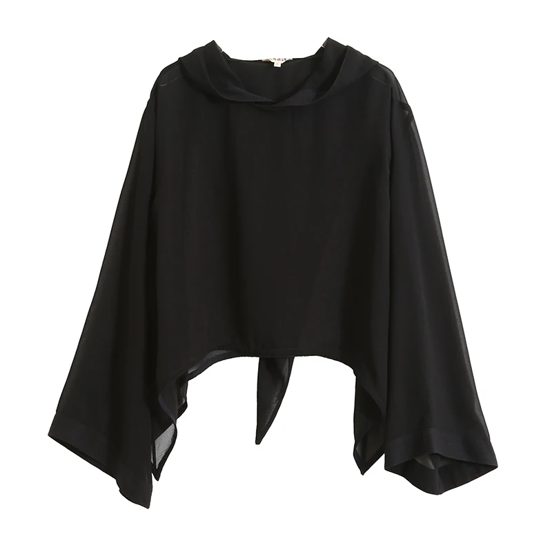 Женская блузка с расклешенными рукавами Cakucool черная солнцезащитным козырьком