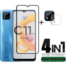 4-in-1 For Realme C11 2021 Glass For OPPO Realme C11 2021 Full Cover HD Film Screen Protector For Realme C21 C20 C11 Lens Glass