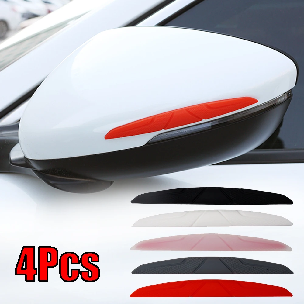 

4Pcs Car Anti-collision Silicone Strip Door Handle Rearview Mirror Stickers Auto Door Edge Protector Strip Body Protection Decal