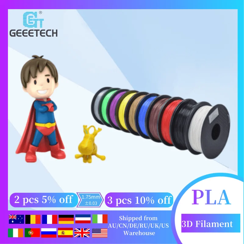 Geeetech 3d Filament PLA PETG ABS 1kg 1.75mm 3d Printer Filament ,Tangle-Free, 3D Printer Consumables, 1kg Spool, Silk, wood