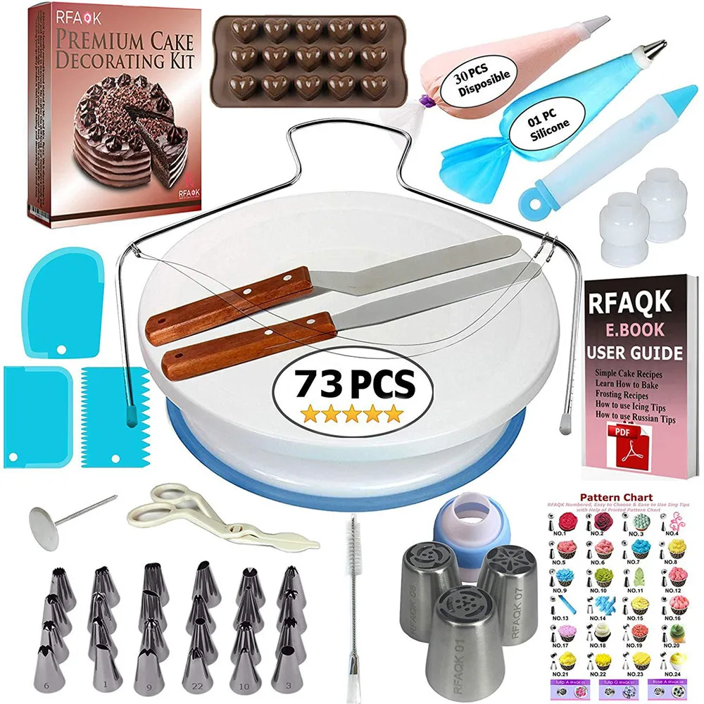 Kit de herramientas para decoración de pasteles, juego de decoración de pasteles, boquillas para glaseado o crema, tocadiscos y bolsas para manga pastelera, herramientas para hornear