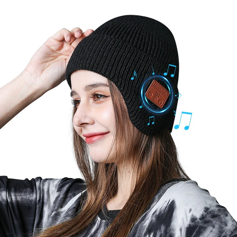

Men Women Bluetooth Beanies Cap Upgrade 5.0 Version Binaural Stereo Bluetooth Headset Hat Music Ear Cover Warm Hat