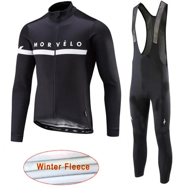 5 Morvelo тепловой флис мужской зимний Велоспорт Джерси Набор Ropa Ciclismo Invierno супер теплый Bkie одежда длинный 9D гелевый коврик - Цвет: 5