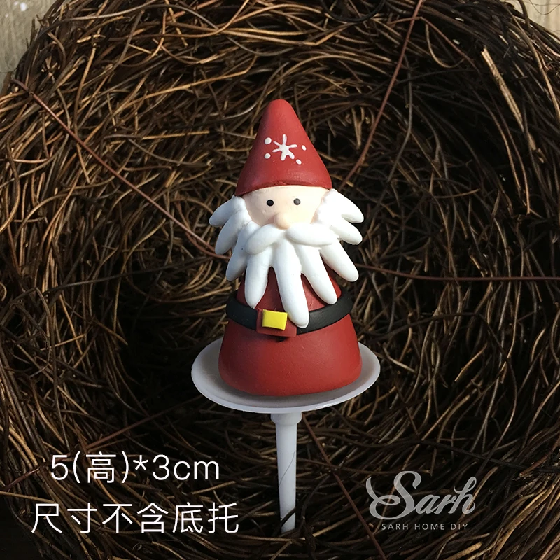 Bearded Santa Рождественская елка сосновые шишки сани торт Топпер для рождественские вечерние принадлежности Снеговик Санта Клаус Декор год выпечки Любовь Подарки - Цвет: Bearded Santa
