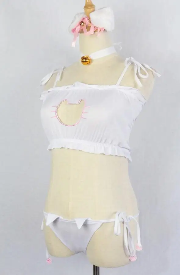 

Anime Love Live Lolita Cute Cat Ears swimwear Bikini Rem Maid Cosplay Costume Halloween Suit bathing suit Outfit