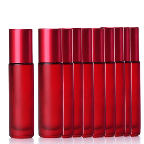 10pcs Red 1/5/10 шт 10 мл Портативный матовый цветной толщиной Стекло ролик эфирное масло в виде флаконов парфюма для путешествий многоразового роликовый флакон - Цвет: 10pcs Red