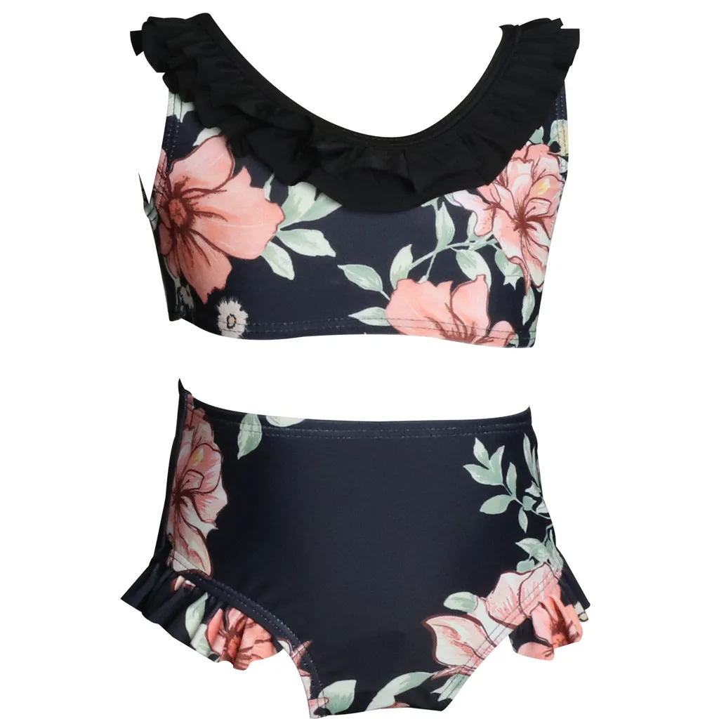 2020 летнее бикини для маленьких девочек купальник с цветочным рисунком 2 предмета