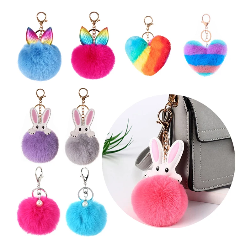 Новинка брелок для ключей с заячьими ушками из искусственной кожи 34