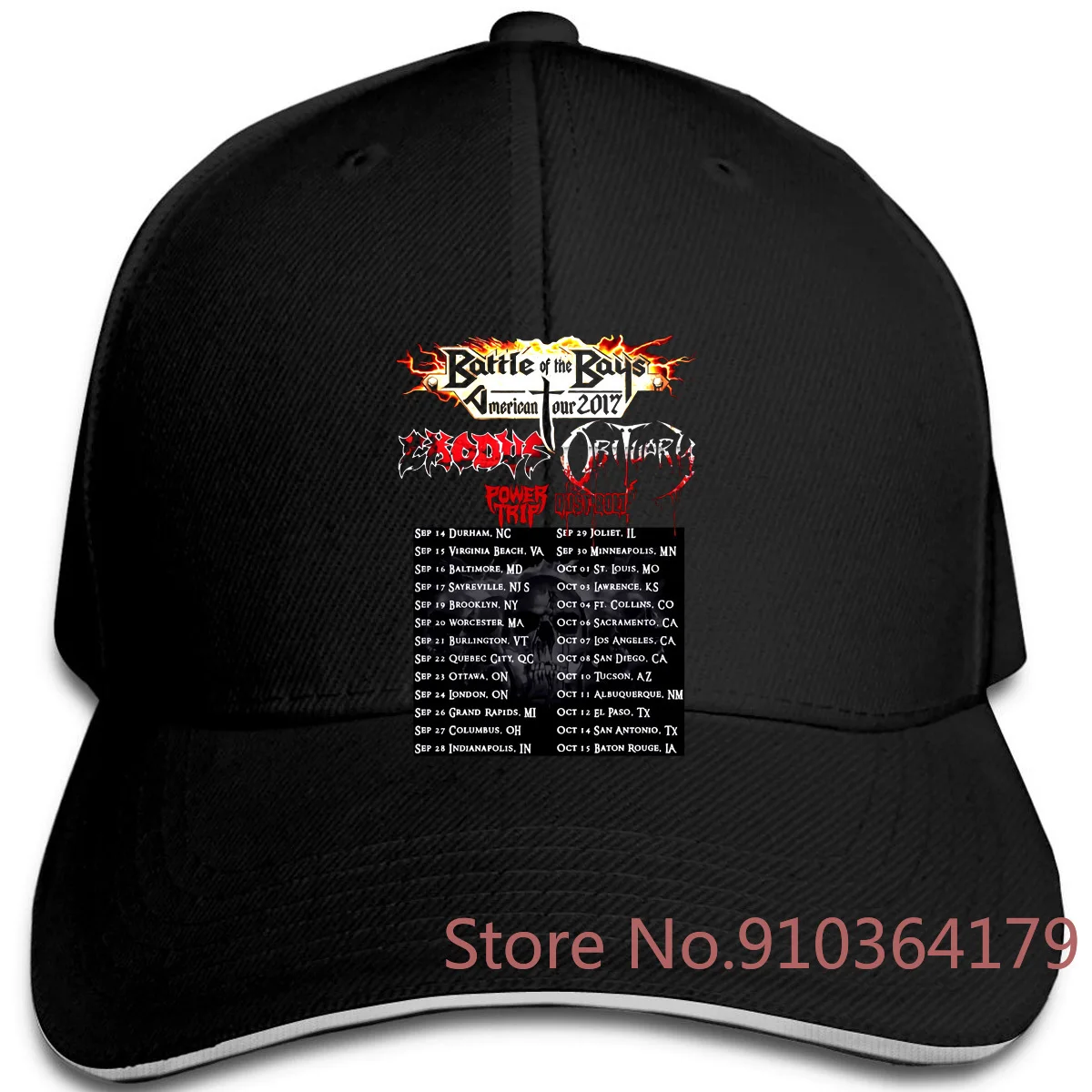 EXODUS OBITUARY Battle Of The Bays USA Tour Black Printed New Style adjustable caps Baseball Cap Men Women | Аксессуары для одежды