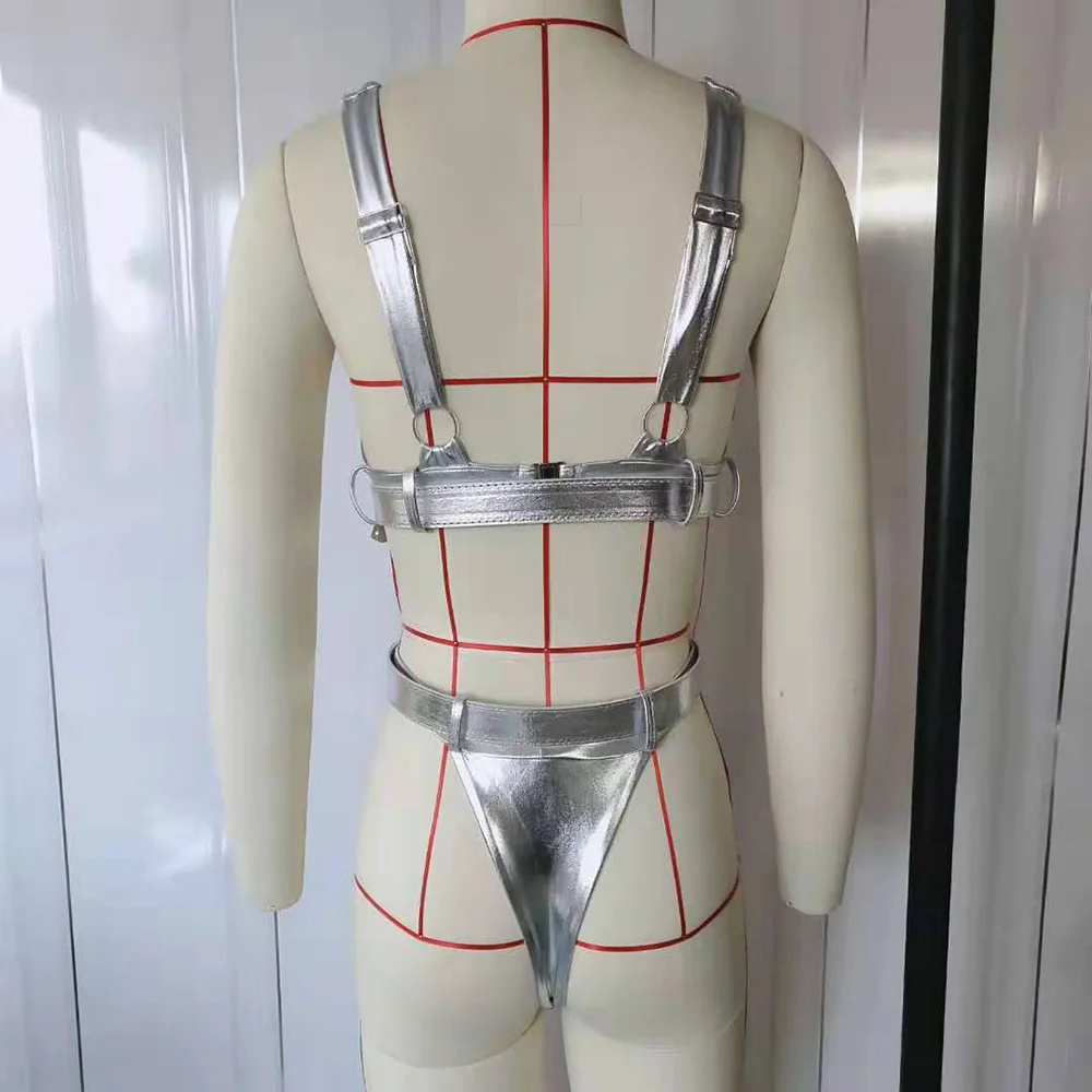 Бразильский сексуальный футуристический серебристый комплект бикини с