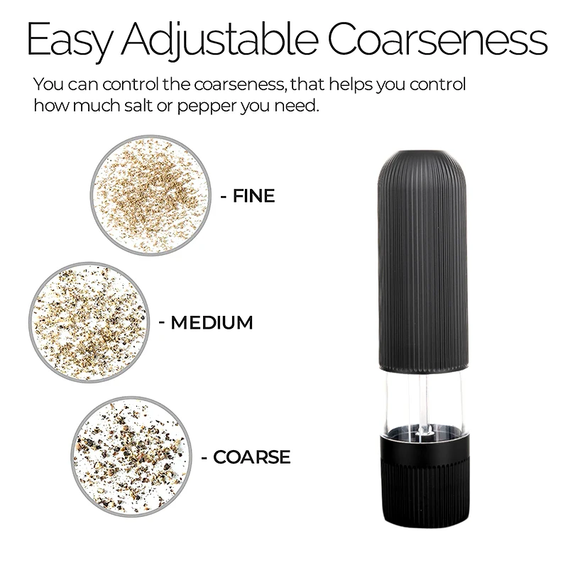 1pc pepper grinder salt set automatic electric plastic ceramic burr mill for herb pepper spice adjustable kitchen grind gadgets free global shipping