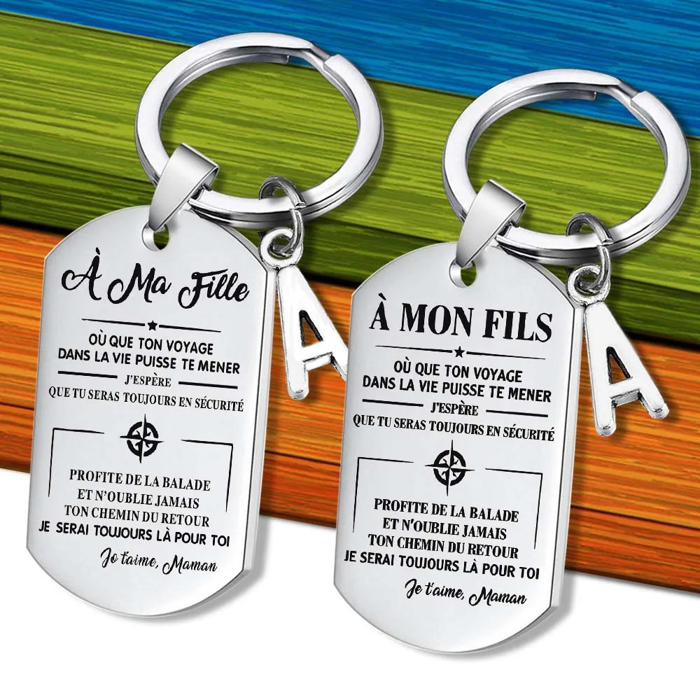 

porte clef A MON Fils A MA Fille To My Son Daughter I Love You Forever Inspirational Gift steel Keychains Christmas noel jewelry