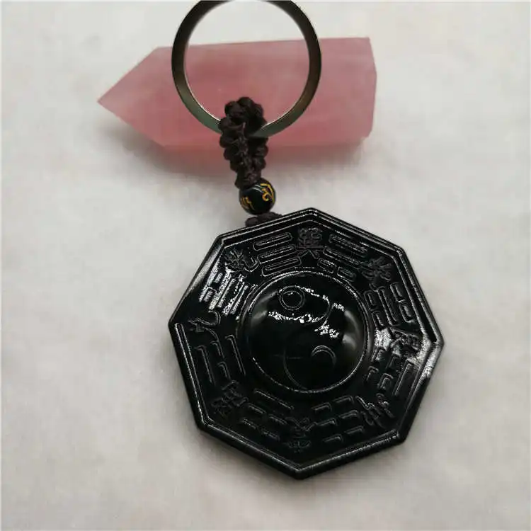 Прямая поставка черный обсидиановый брелок китайская Багуа мужские ювелирные