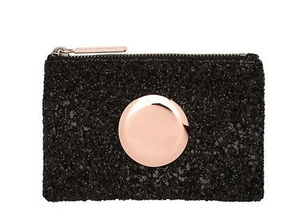 

Маленький Металлический мешочек для монет на молнии с изображением черных искр розового золота mim badge 15x10 см