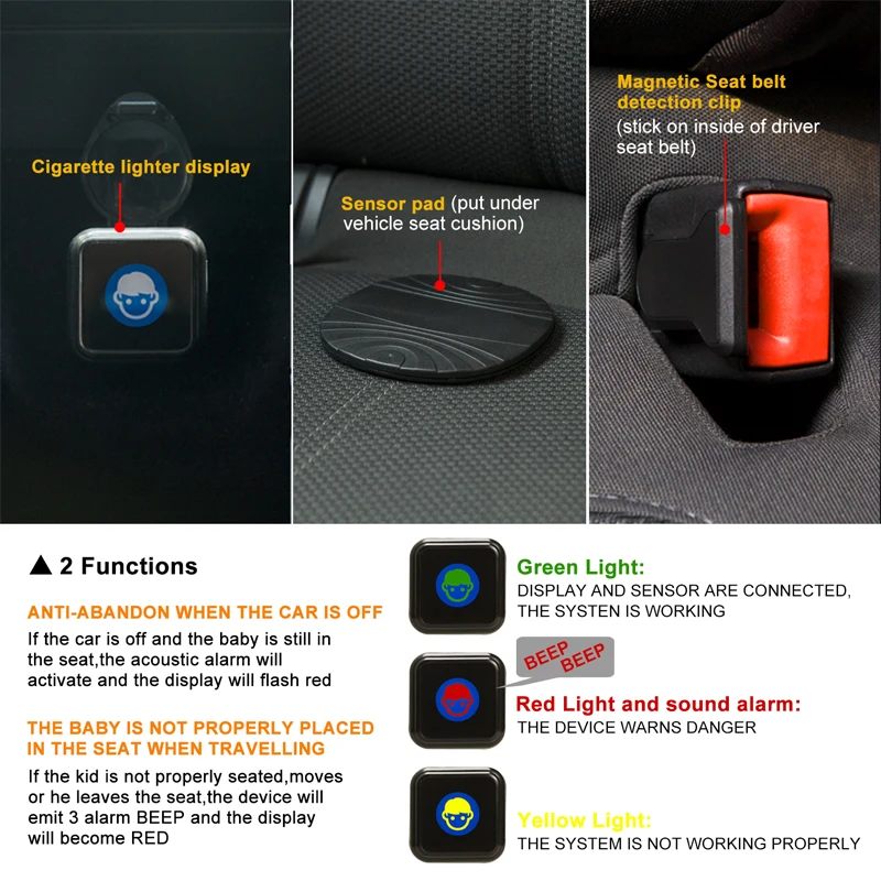 EASYGUARD детское сиденье Сигнализация напоминание автомобильное сигнализация