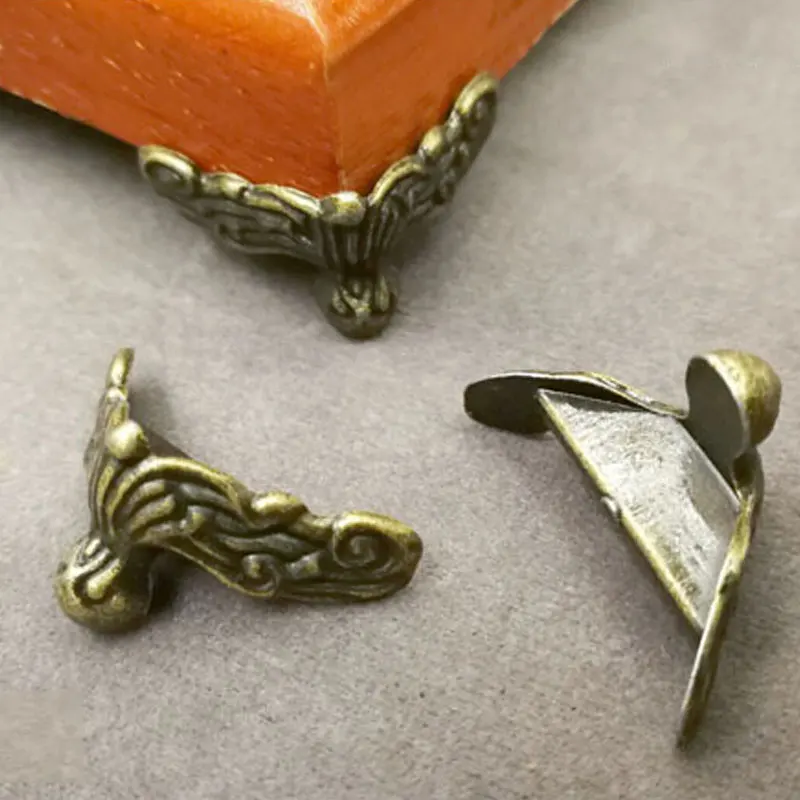 

Decorative Feet Gift Box Free shipping 10Pcs Golden Jewelry Gift Box Wood Case Decorative Feet Leg Corner Protector 26x19mm