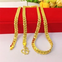 18k gold snake bone necklace high quality metal copper jewelry 60cm long chain for mens accessories gift