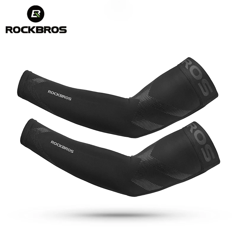 

ROCKBROS Bike Arm Sleeves UPF50 Anti-UV Widened Anti-Slip Stripe Breathable Men Women Arm Warmers Running Cycling Arm Cover Cuff