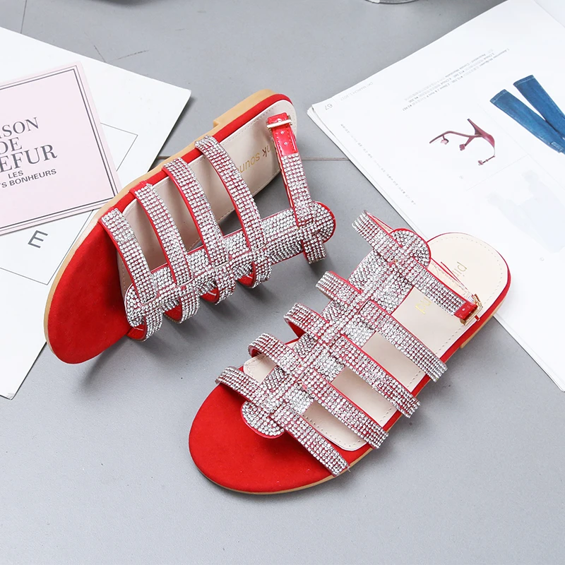 Стразы модные сандалии для женщин весна/лето 2020 новая обувь с открытым носком на