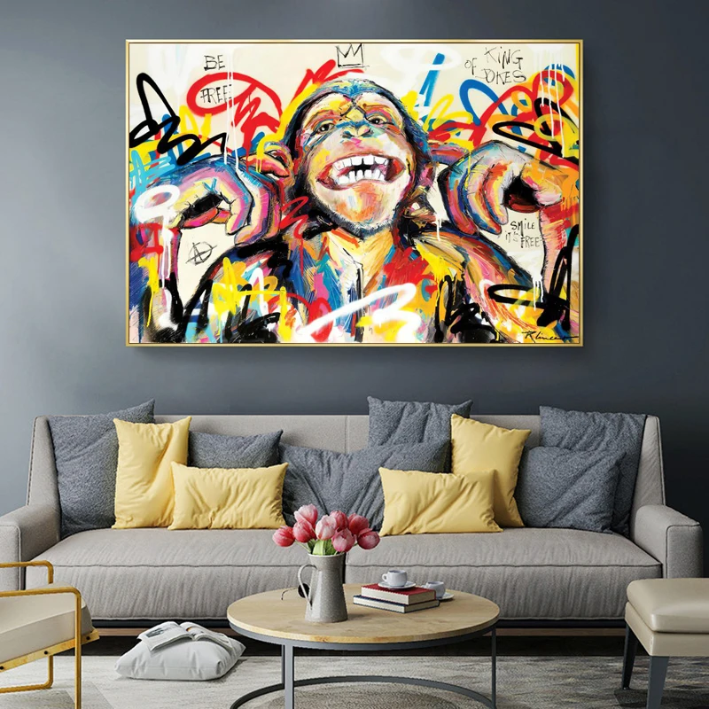 

Street Art Monkey Poster Canvas Prints Graffiti Cool Gorilla Animal Pictures Wall Art For Living Room Home Decor Wall Painting