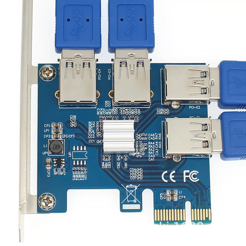 PCI E адаптер 1 поворот 4 Express слот 1x до 16x USB 3 0 карта расширения для майнинга PCIe