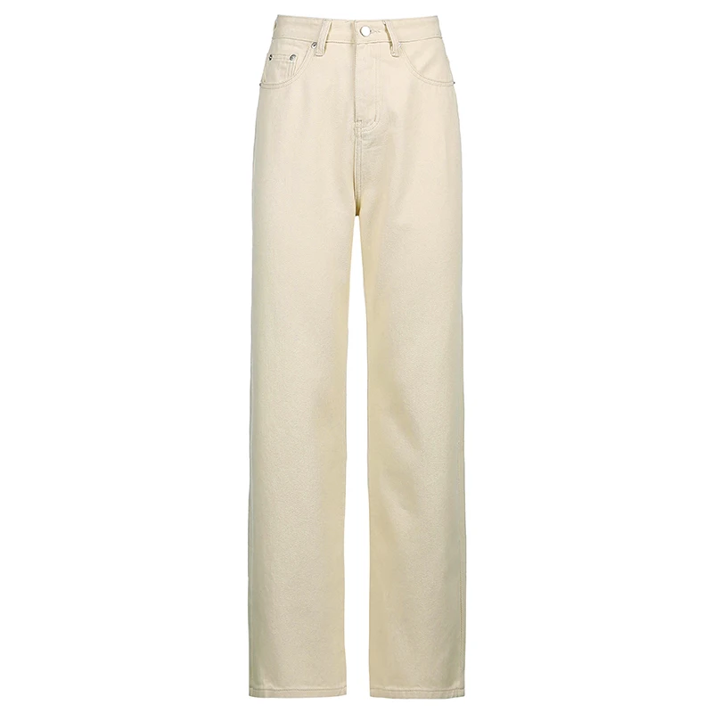 

Vintage Brown Jeans For Girls Female Fashion Women's Classic Wide Denim Pants 2021New High Waisted Trouser Harajuku Capris