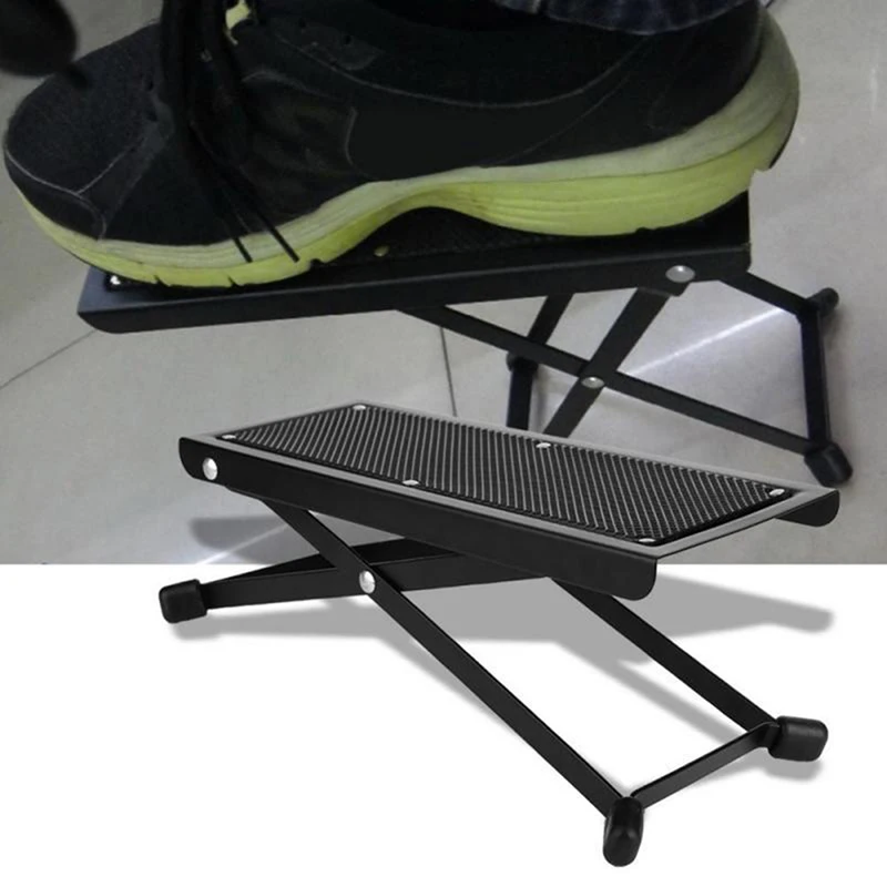 

Guitar Footstool Pedal Metal Footboard Height Adjustable Anti-Slip Pad Instrument Play Foot Rest Stand Foldable Guitar Footrest