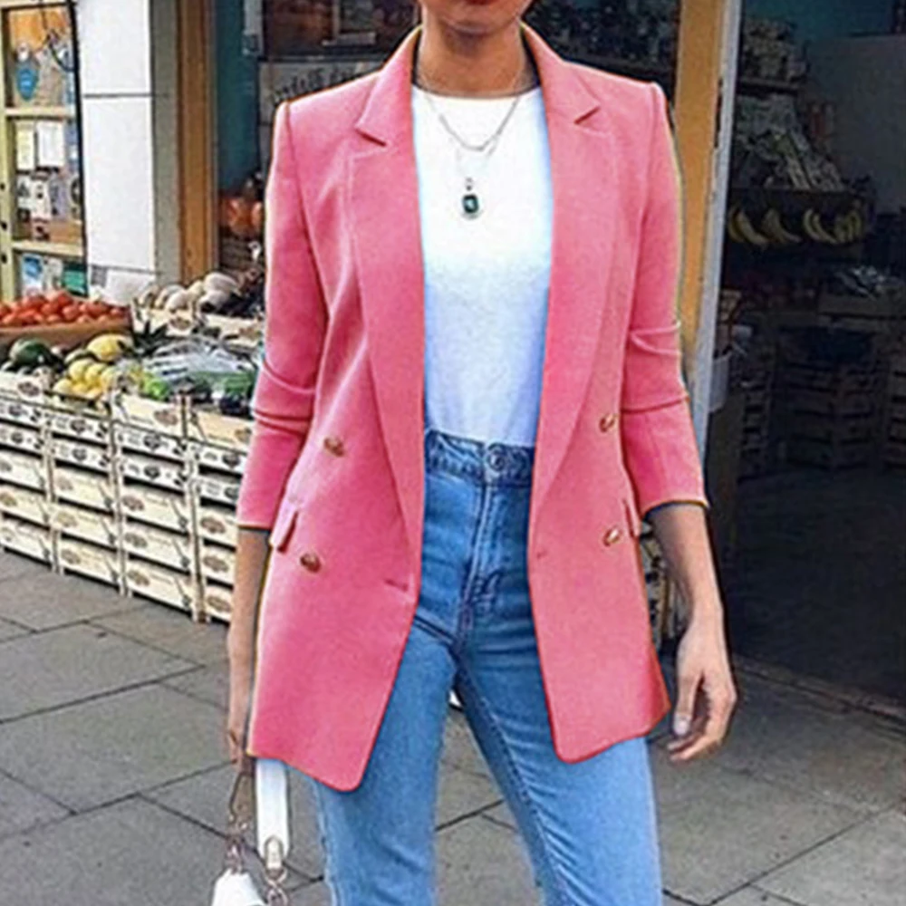 Женские осенние блейзеры 2020 новые модные двубортные облегающие Женский