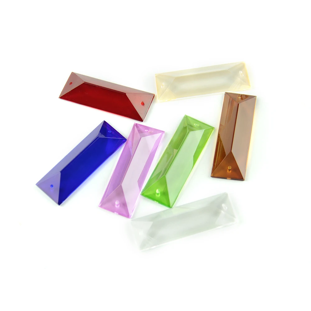 Colors 100pcs Trimming Triangle Clear Prism In 2 Holes Crystal Glass Chandeliers Pendants Parts Glass Lamp Drop Pendants