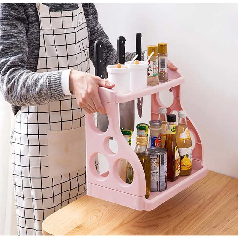 

Keukens Nordic Stijl Rekken Houders Dubbele Plank Kruiderij Levert Storage Rack Badkamer Opslag Kruiden Tool Uitzoeken Houder