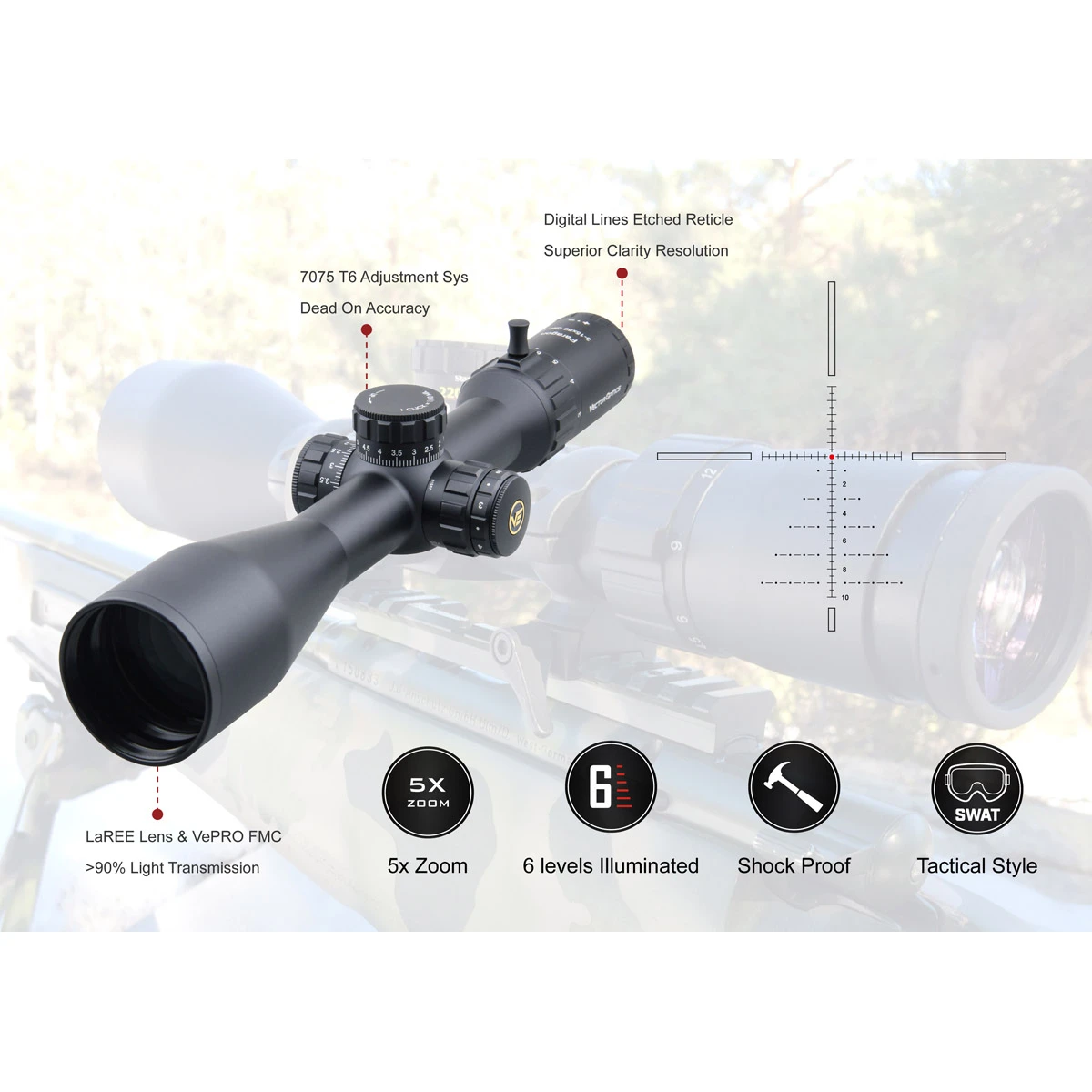 Тактический прицел для винтовки Vector Optics Paragon GenII 3 15x50 1/10 мил подходит дальнего
