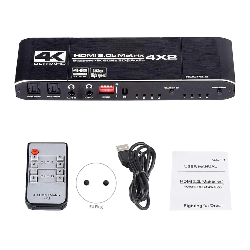 HDMI матричный переключатель сплиттер 4K @ 60Hz 2 0 коммутатор 4 в Out с ИК пультом