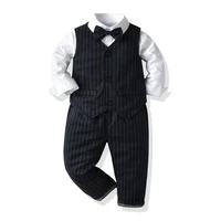 england style birthday kids boys blazer suits for wedding autumn baby bow tie vest shirt pant formal party wear children costume