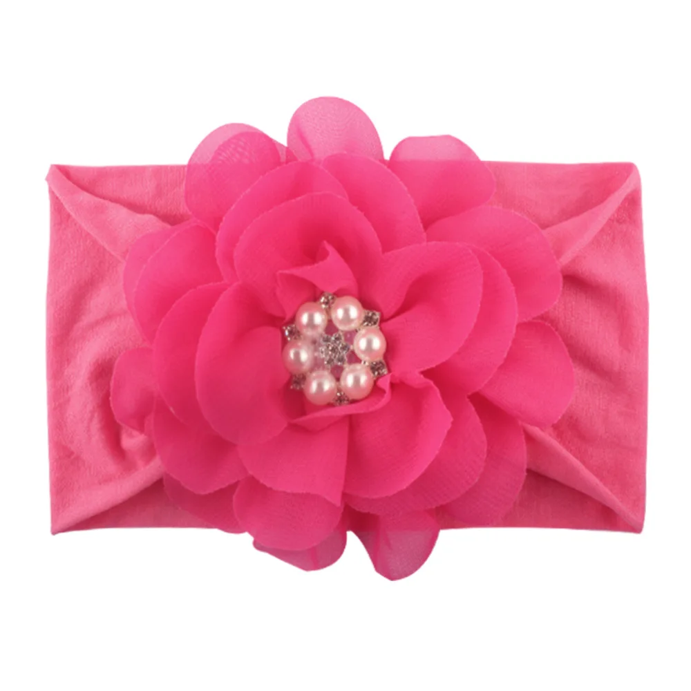 Шифоновая повязка на голову с цветами для маленьких девочек алмазным камнем