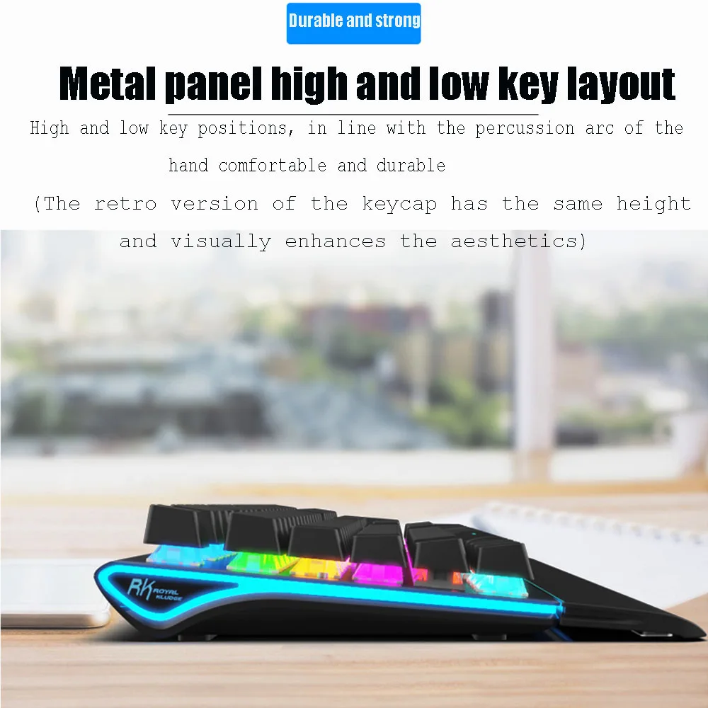RK Amazing S108 RGB Механическая игровая клавиатура синие переключатели 108 клавиш защита