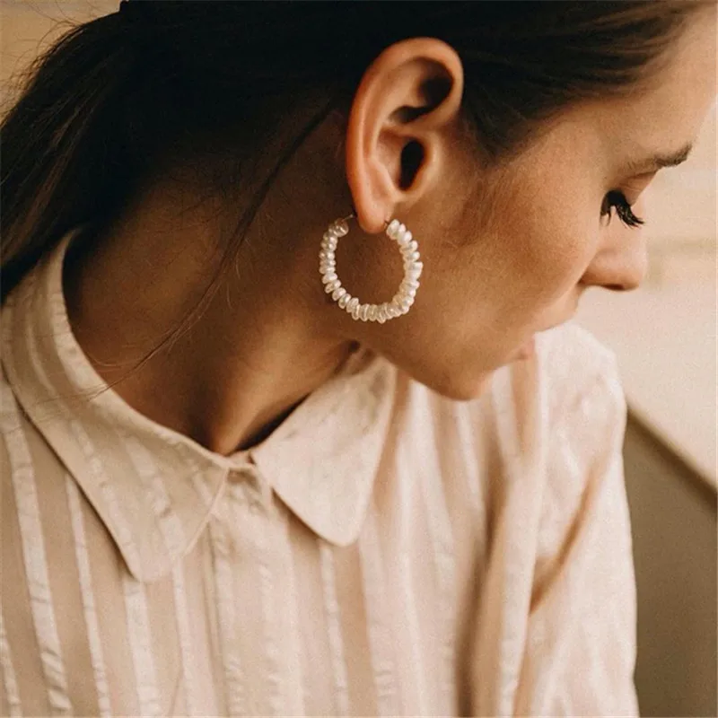 Kshmir 2020 Женская Геометрия с бисером. Нестандартные серьги из жемчуга уникальные