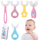 прорезыватель для зубов детская зубная щетка зубная щетка для детей Детская зубная щетка U-образной формы для чистки зубов на 360 , зубная щетка из мягкого силикона, зубная щетка для детей, предметы для новорожденных