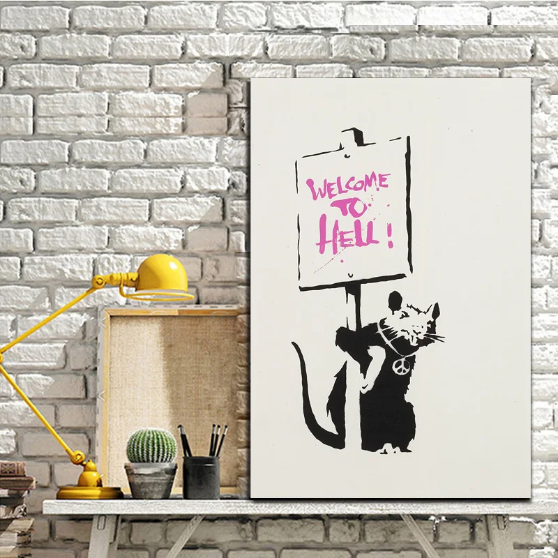 

Welcome To Hell Street Graffiti Canvas Posters Prints Wall Art Painting Decorative Picture Modern Living Room Home Decoration HD